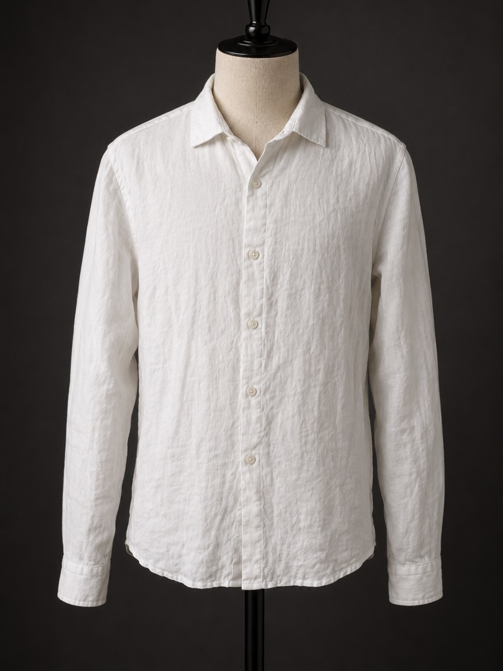 Men's White Linen Button-Down Shirt Breathable Classic Casual Coastal Size Med
